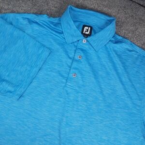 FootJoy Polo Shirt Mens XL Lisle Blue Heather Short Sleeve Golf Activewear‎